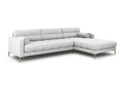 Best Cosmopolitan Design - Sofá de canto direito "Bali" 5 lugares em tecido estrutural cinza claro - 293x185x75cm Cinzento claro