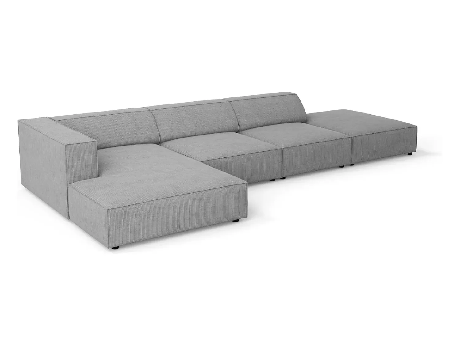 Sofá*Cosmopolitan Design - Sofá de canto esquerdo "Arendal" 5 lugares em tecido chenille com efeito canelado cinza escuro - 341x166x70cm Cinza antracite