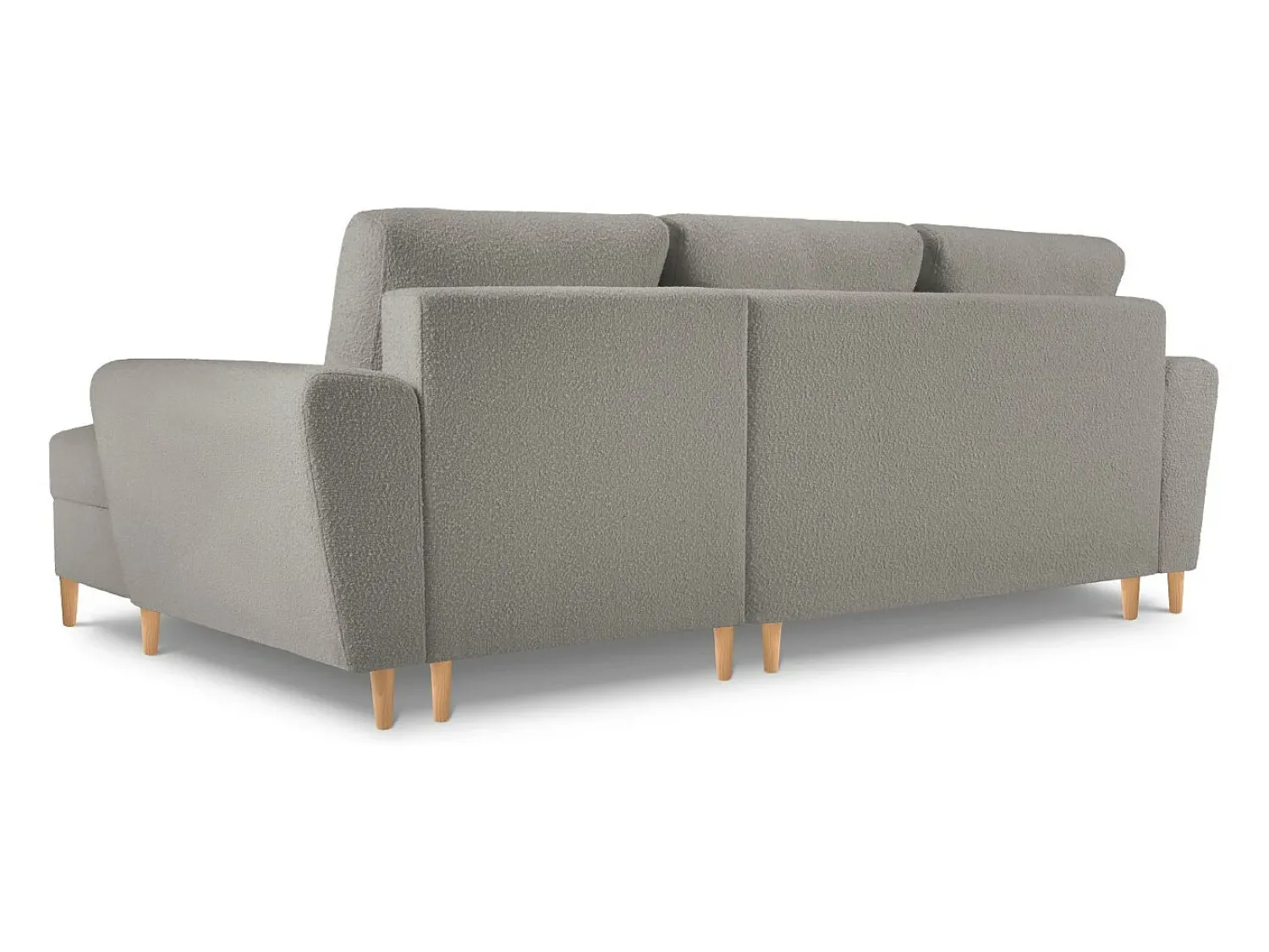 Cosmopolitan Design - Sofá convertível de canto direito com caixa de arrumação "Kyoto" 4 lugares em tecido bouclé cinza - 241x145x88cm^ Sofá