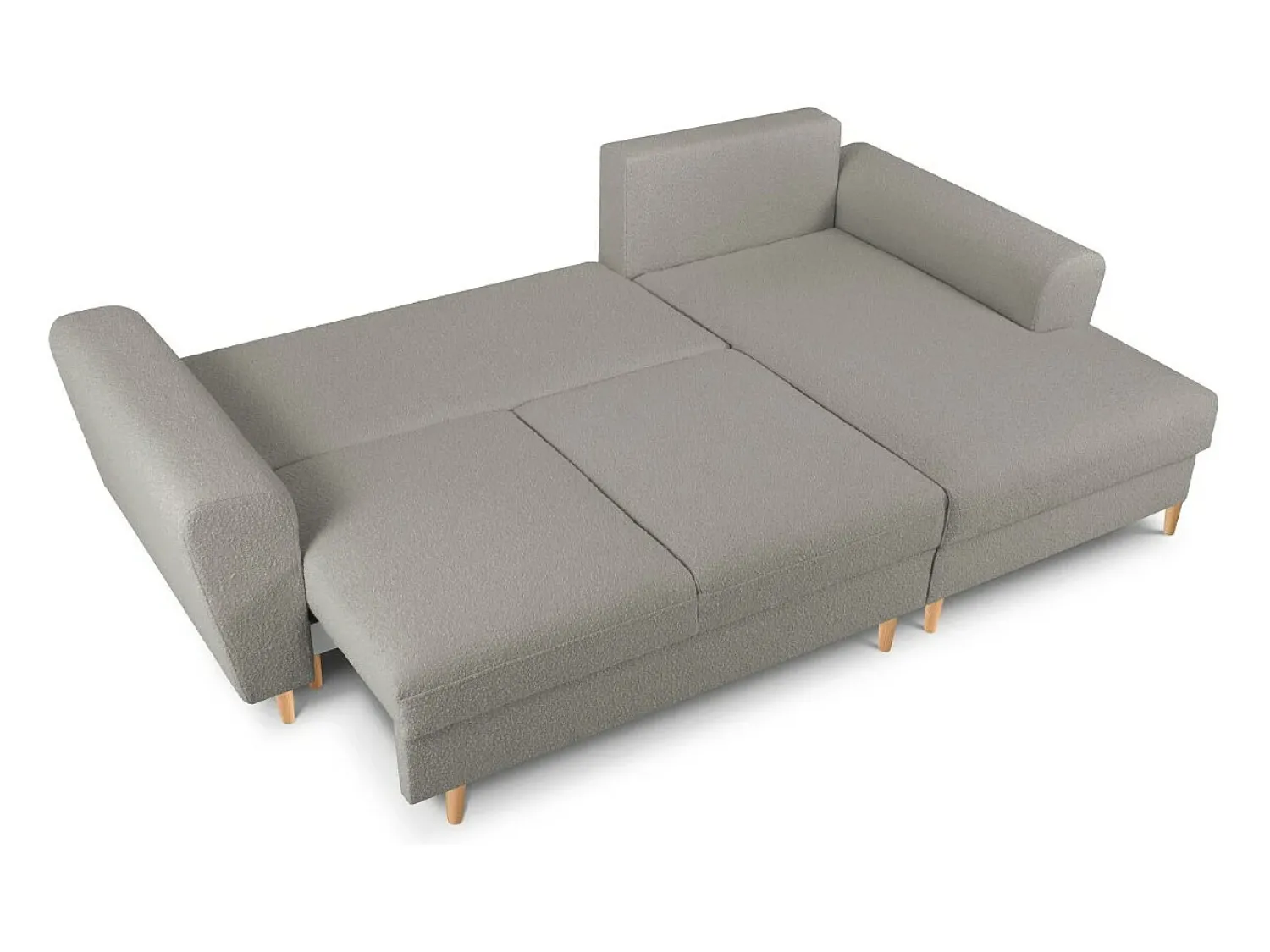 Cosmopolitan Design - Sofá convertível de canto direito com caixa de arrumação "Kyoto" 4 lugares em tecido bouclé cinza - 241x145x88cm^ Sofá