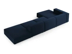 Sofá|Cosmopolitan Design - Sofá de canto esquerdo "Arendal" 5 lugares em veludo azul real - 341x166x70cm Azul escuro