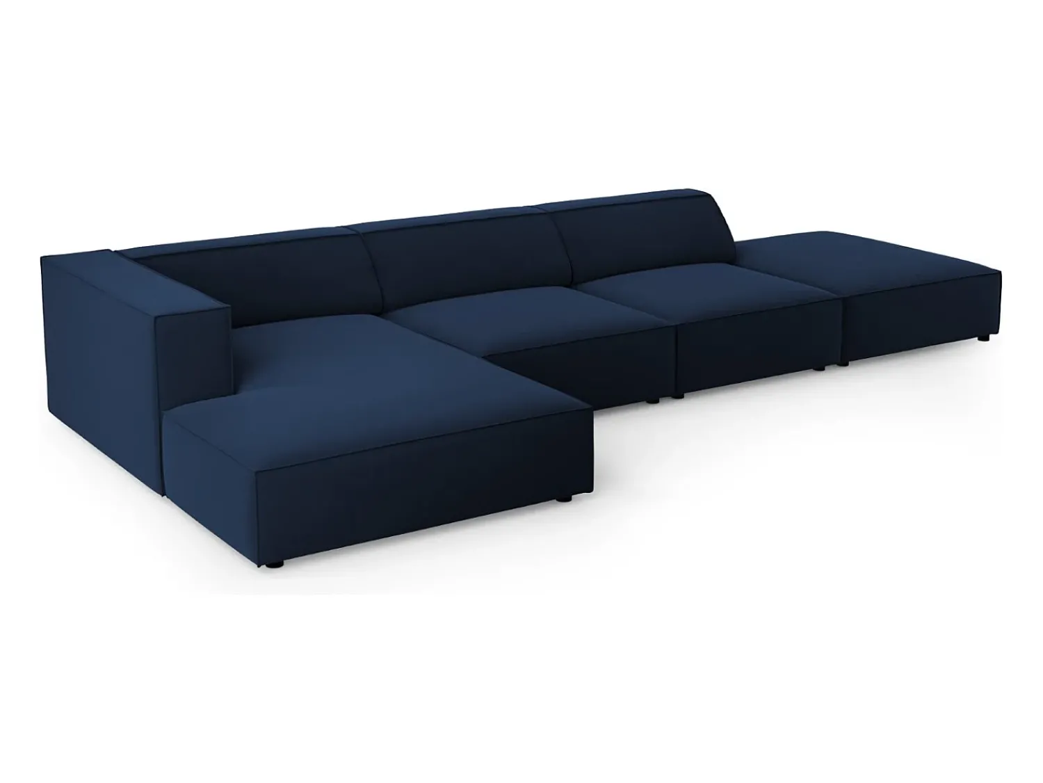 Sofá|Cosmopolitan Design - Sofá de canto esquerdo "Arendal" 5 lugares em veludo azul real - 341x166x70cm Azul escuro