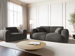 Cosmopolitan Design - Sofá "Nolio" 2 lugares em tecido chenille cinza - 170x95x72cm^ Sofá