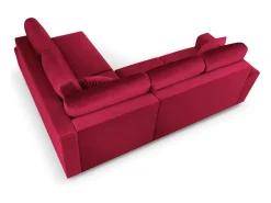 Sofá*Cosmopolitan Design - Sofá convertível de canto direito com caixa de arrumação "Kyoto" 5 lugares em veludo - 243x194x88cm Vermelho