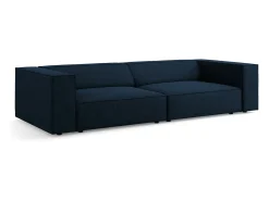 Cosmopolitan Design - Sofá "Arendal" 4 lugares em tecido chenille com efeito canelado azul real - 244x102x70cm^ Sofá