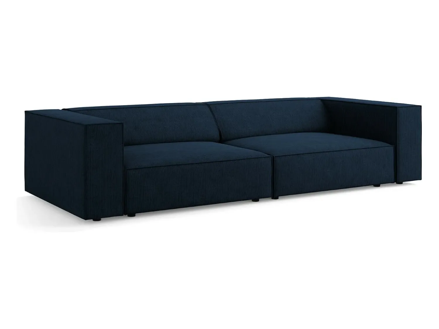 Cosmopolitan Design - Sofá "Arendal" 4 lugares em tecido chenille com efeito canelado azul real - 244x102x70cm^ Sofá