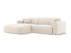 Online Cosmopolitan Design - Sofá de canto esquerdo "Nolio" 4 lugares em tecido chenille claro - 235x170x72cm Bege