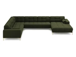 Sofá*Cosmopolitan Design - Sofá de canto panorâmico à esquerda "Bali" 7 lugares em tecido estrutural - 327x256x75cm Verde
