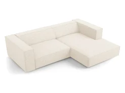 Sofá*Cosmopolitan Design - Sofá de canto direito "Arendal" 3 lugares em tecido chenille claro - 224x166x70cm Bege
