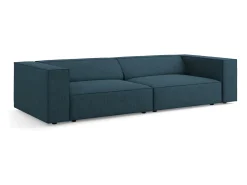 Sofá*Cosmopolitan Design - Sofá "Arendal" 4 lugares em tecido chenille com efeito canelado azul marinho - 244x102x70cm Azul esverdeado