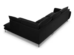 Sofá*Cosmopolitan Design - Sofá de canto direito "Vienna" 6 lugares em veludo - 275x185x95cm Preto