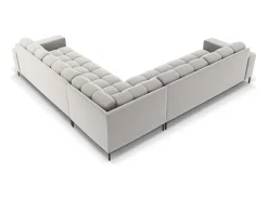 Outlet Cosmopolitan Design - Sofá de canto simétrico "Bali" 6 lugares em veludo prata - 256x256x75cm Prateado