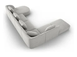 Cosmopolitan Design - Sofá de canto panorâmico à esquerda "Tulum" 6 lugares em tecido chenille cinza claro - 330x255x70cm^ Sofá