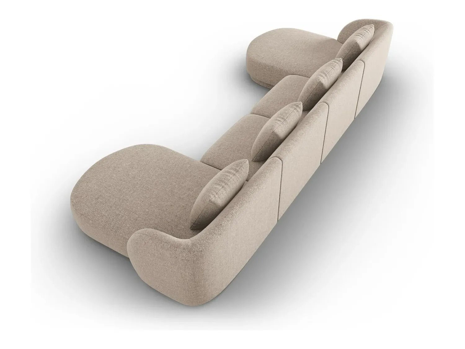 Cosmopolitan Design - Sofá panorâmico "Tulum" 5 lugares em tecido chenille - 330x156x70cm^ Sofá
