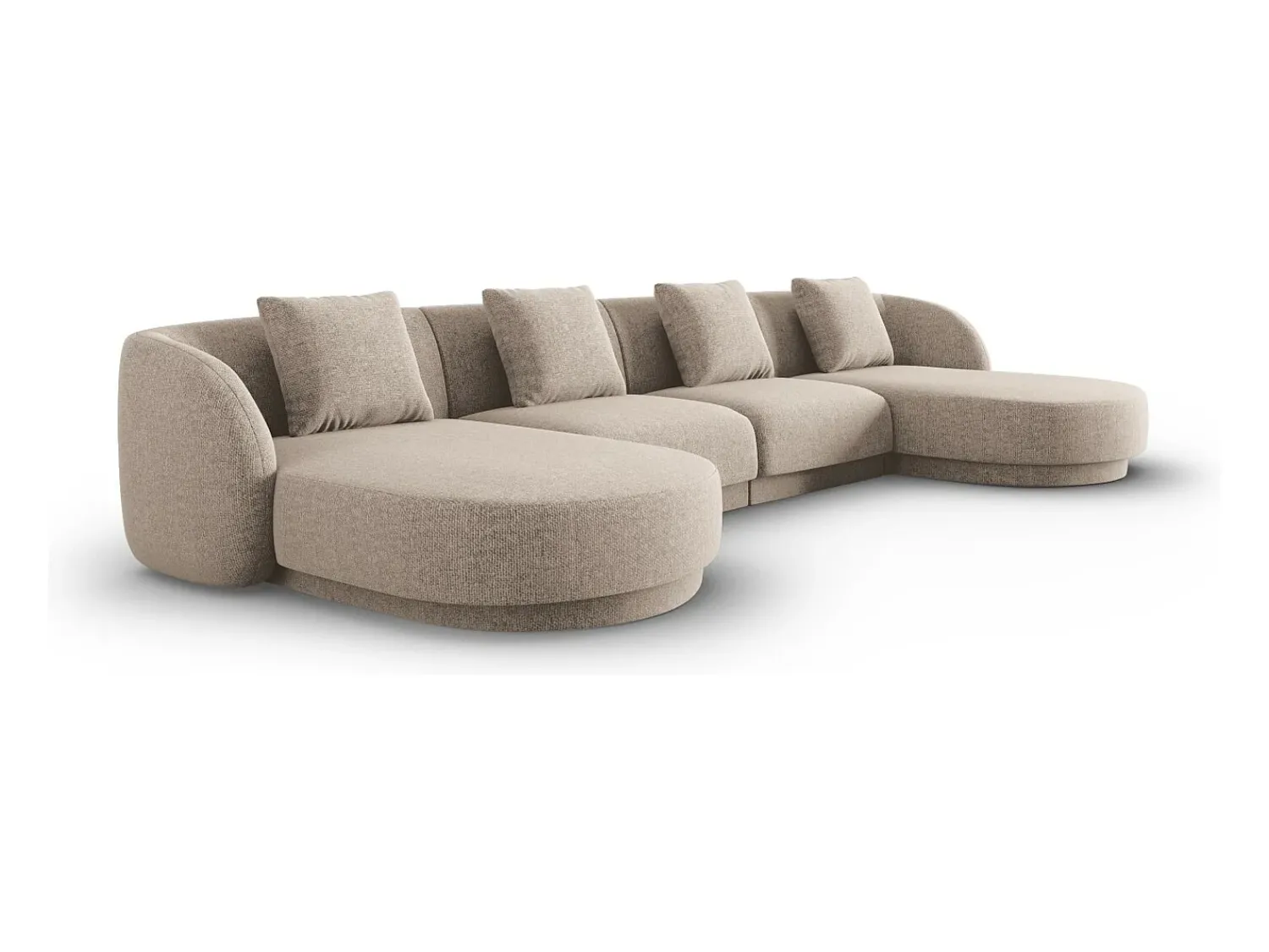 Cosmopolitan Design - Sofá panorâmico "Tulum" 5 lugares em tecido chenille - 330x156x70cm^ Sofá