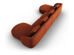 Sofá|Cosmopolitan Design - Sofá panorâmico "Tulum" 5 lugares em tecido chenille - 330x156x70cm Terracota