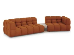 Sofá|Cosmopolitan Design - Sofá modular direito "Sky" 3 lugares em veludo - 353x148x75cm Terracota