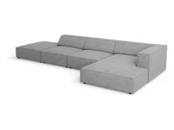 Sofá|Cosmopolitan Design - Sofá de canto direito "Arendal" 5 lugares em tecido chenille com efeito canelado cinza escuro - 341x166x70cm Cinza antracite