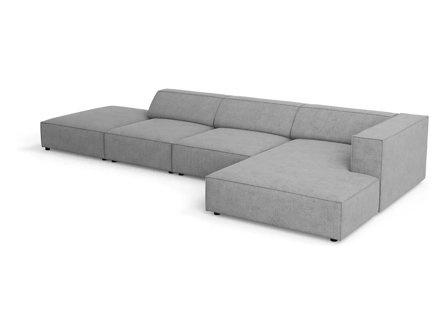 Sofá|Cosmopolitan Design - Sofá de canto direito "Arendal" 5 lugares em tecido chenille com efeito canelado cinza escuro - 341x166x70cm Cinza antracite