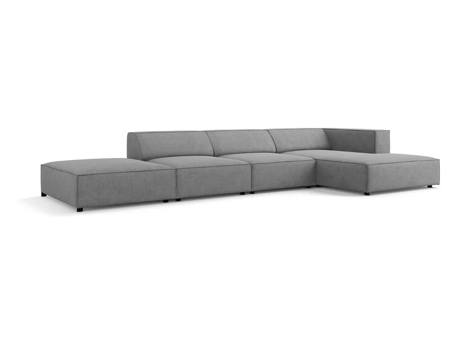 Sofá|Cosmopolitan Design - Sofá de canto direito "Arendal" 5 lugares em tecido chenille com efeito canelado cinza escuro - 341x166x70cm Cinza antracite