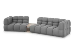 Sofá*Cosmopolitan Design - Sofá modular virado para a esquerda "Sky" 3 lugares em veludo cinza claro - 353x148x75cm Cinzento claro