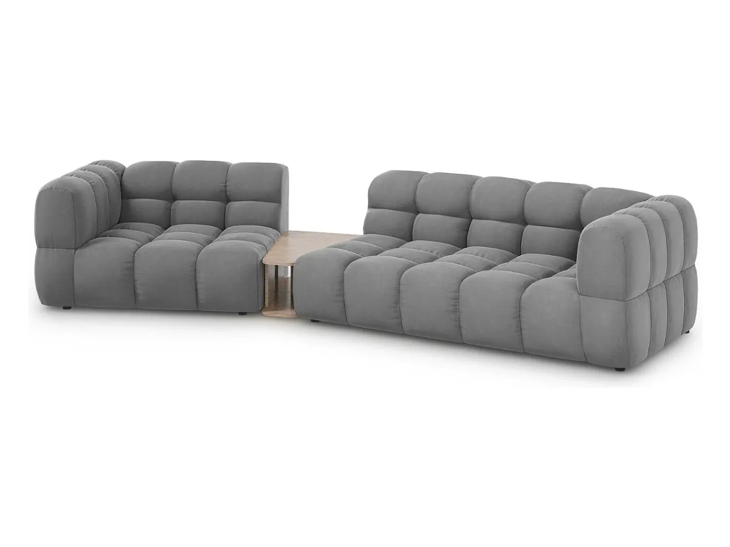 Sofá*Cosmopolitan Design - Sofá modular virado para a esquerda "Sky" 3 lugares em veludo cinza claro - 353x148x75cm Cinzento claro