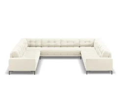 Cosmopolitan Design - Sofá panorâmico "Bali" 9 lugares em veludo claro - 327x256x75cm^ Sofá