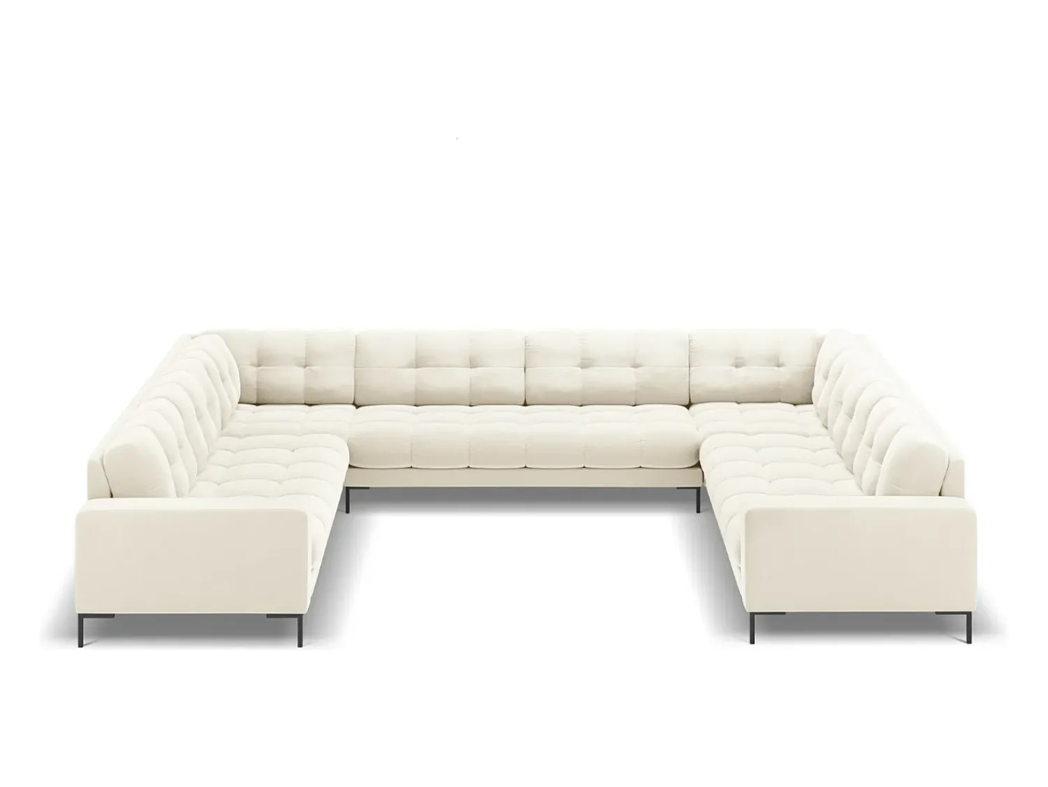 Cosmopolitan Design - Sofá panorâmico "Bali" 9 lugares em veludo claro - 327x256x75cm^ Sofá