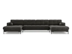 Sofá*Cosmopolitan Design - Sofá panorâmico "Bali" 7 lugares em veludo cinza escuro - 383x185x75cm Cinza antracite