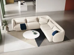 Cosmopolitan Design - Sofá de canto simétrico "Tulum" 5 lugares em veludo claro - 255x255x70cm^ Sofá