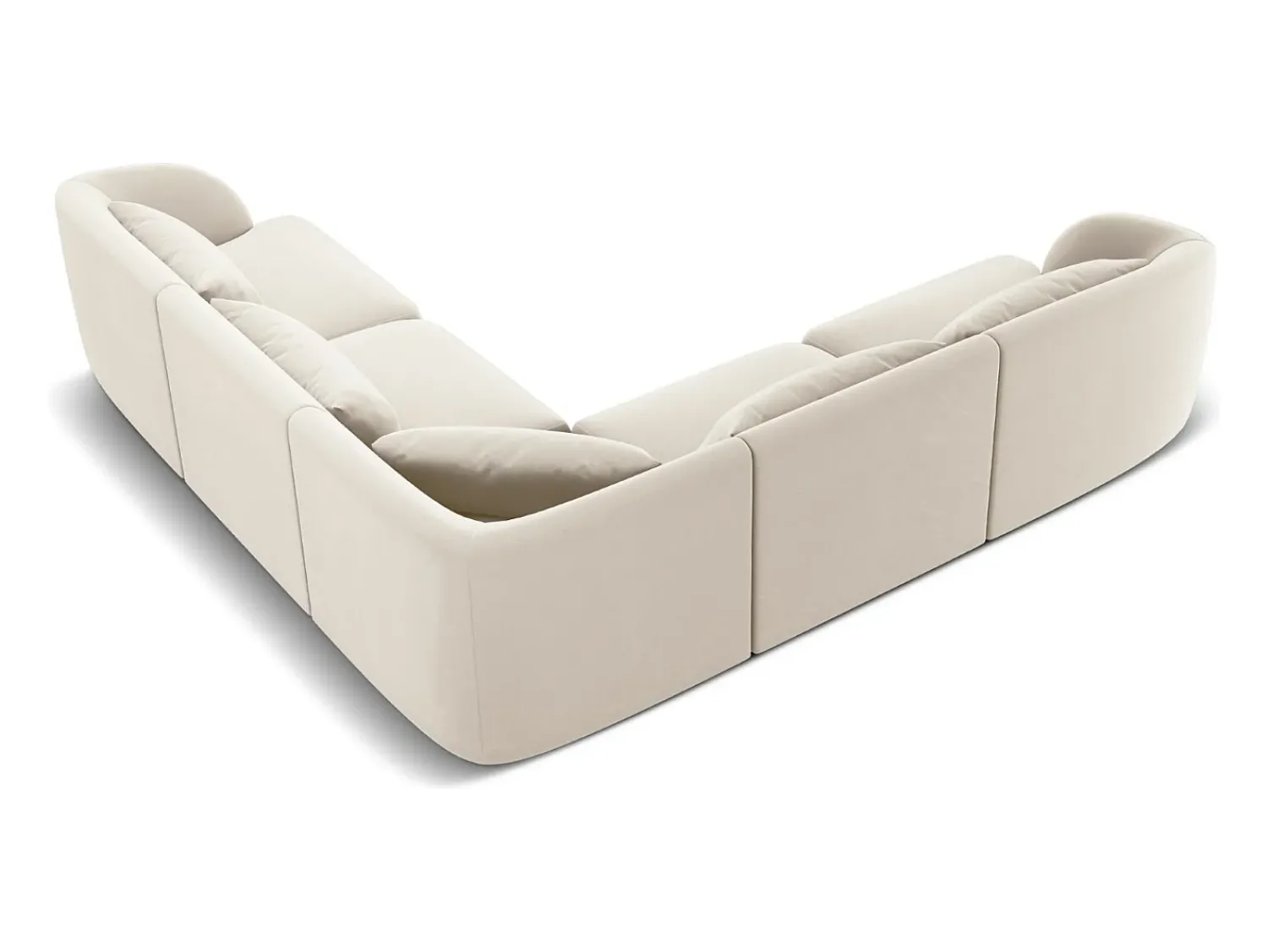 Cosmopolitan Design - Sofá de canto simétrico "Tulum" 5 lugares em veludo claro - 255x255x70cm^ Sofá