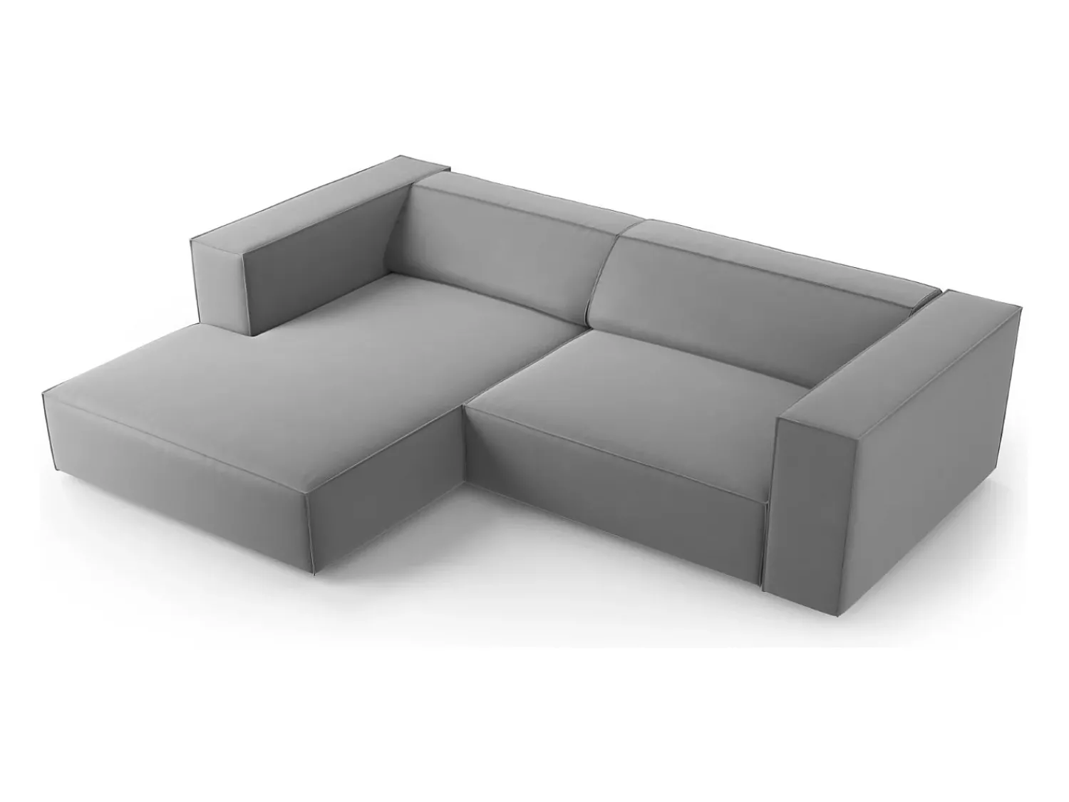 Sofá*Cosmopolitan Design - Sofá de canto esquerdo "Arendal" 3 lugares em veludo cinza claro - 224x166x70cm Cinzento claro