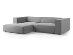 Sofá*Cosmopolitan Design - Sofá de canto esquerdo "Arendal" 3 lugares em veludo cinza claro - 224x166x70cm Cinzento claro
