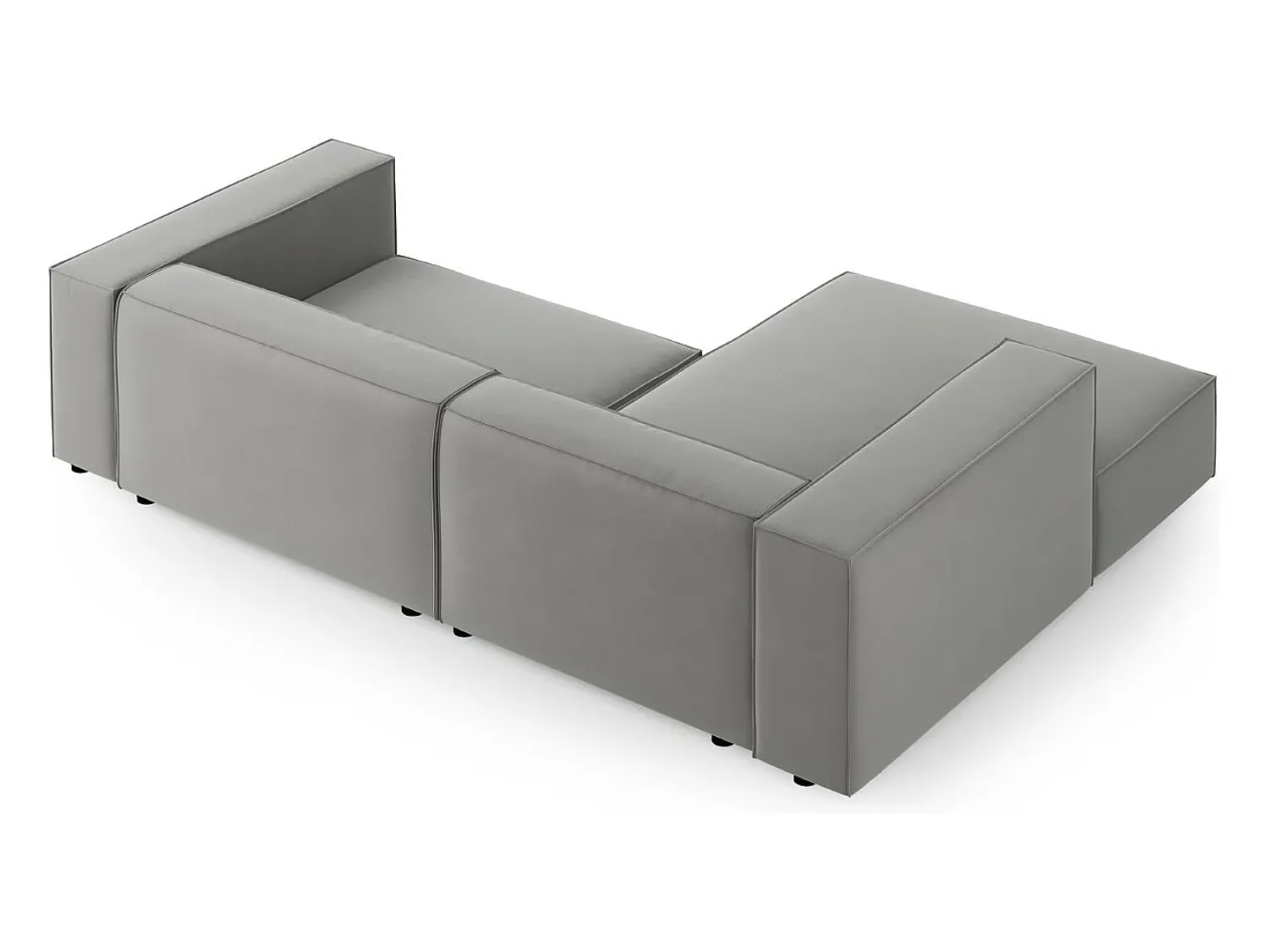 Sofá*Cosmopolitan Design - Sofá de canto esquerdo "Arendal" 3 lugares em veludo cinza claro - 224x166x70cm Cinzento claro