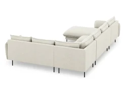 Sofá*Cosmopolitan Design - Sofá de canto direito panorâmico "Vienna" 7 lugares em tecido estrutural claro - 330x235x95cm Bege