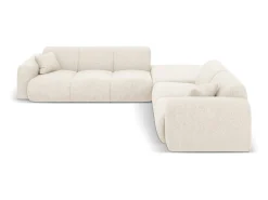 Sofá*Cosmopolitan Design - Sofá de canto direito "Nolio" 4 lugares em tecido chenille claro - 315x250x72cm Bege