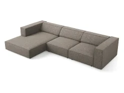 New Cosmopolitan Design - Sofá de canto esquerdo "Arendal" 4 lugares em tecido chenille cinza - 284x166x70cm Cinzento
