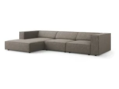 New Cosmopolitan Design - Sofá de canto esquerdo "Arendal" 4 lugares em tecido chenille cinza - 284x166x70cm Cinzento