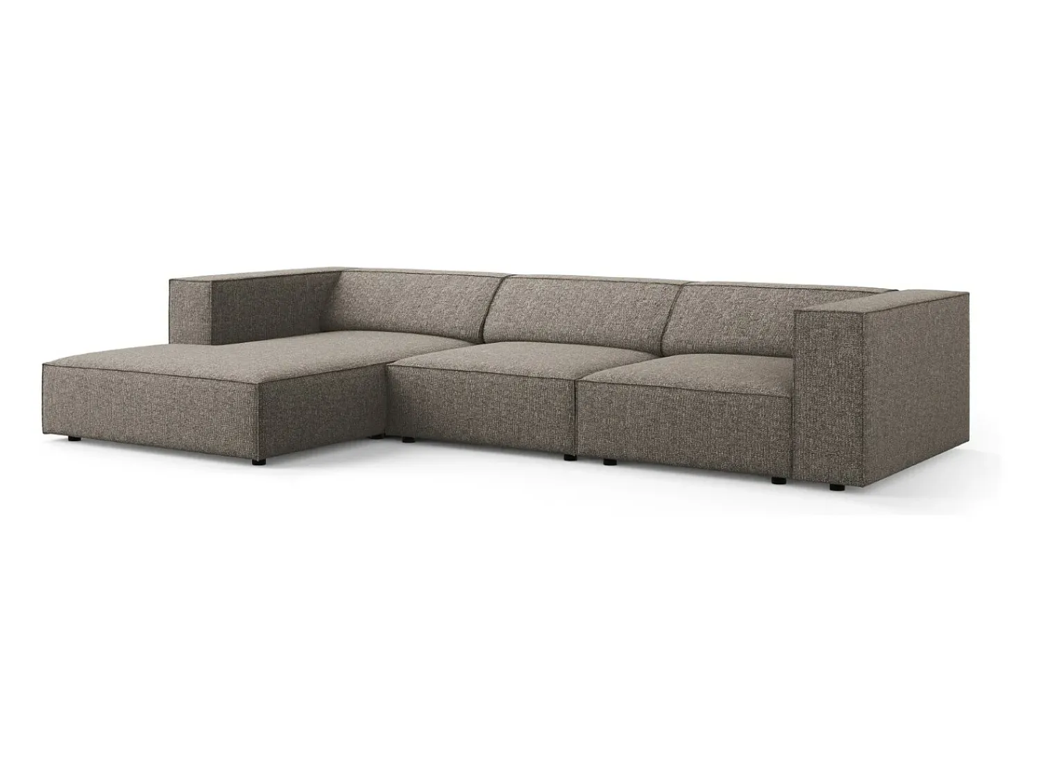 New Cosmopolitan Design - Sofá de canto esquerdo "Arendal" 4 lugares em tecido chenille cinza - 284x166x70cm Cinzento