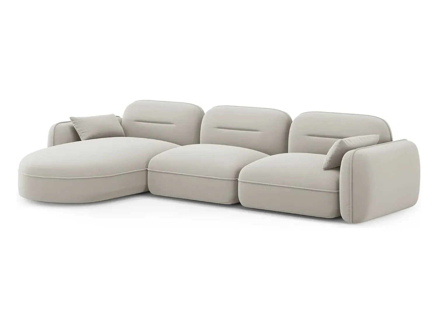 Sofá*Cosmopolitan Design - Sofá modular de canto esquerdo "Sydney" 4 lugares em veludo claro - 320x165x70cm Bege