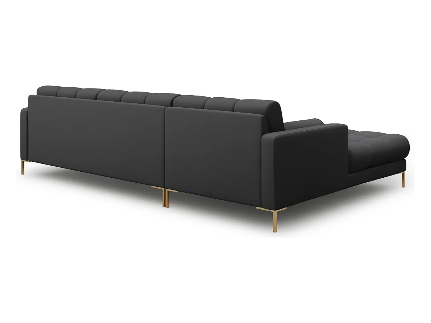 Cosmopolitan Design - Sofá de canto esquerdo "Bali" 5 lugares em tecido estrutural cinza escuro - 293x185x75cm^ Sofá
