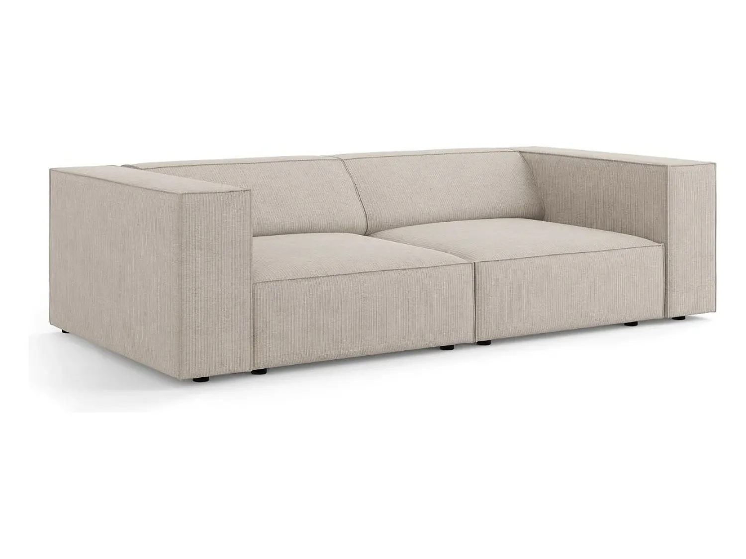 Cosmopolitan Design - Sofá "Arendal" 3 lugares em tecido chenille com efeito canelado escuro - 204x102x70cm^ Sofá