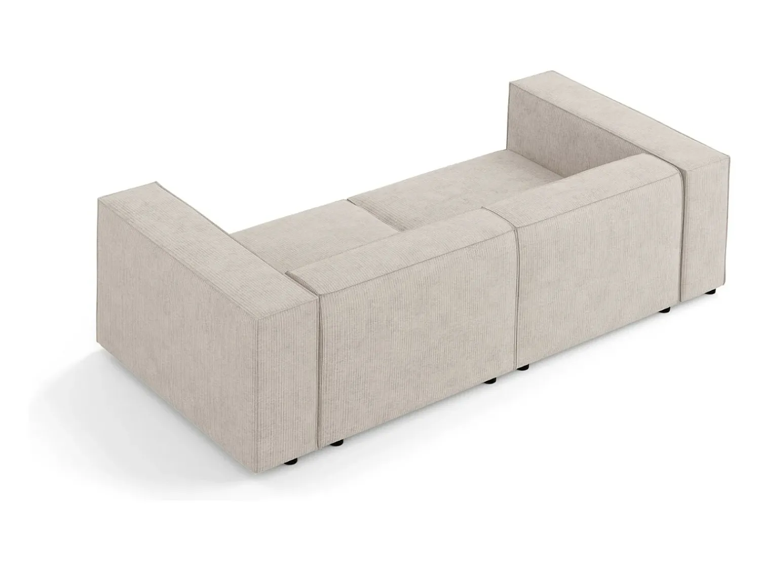 Cosmopolitan Design - Sofá "Arendal" 3 lugares em tecido chenille com efeito canelado escuro - 204x102x70cm^ Sofá