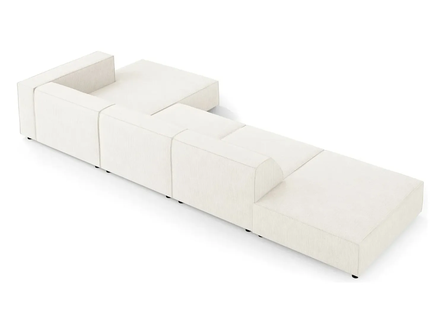 Cosmopolitan Design - Sofá de canto direito "Arendal" 5 lugares em tecido chenille com efeito canelado - 341x166x70cm^ Sofá