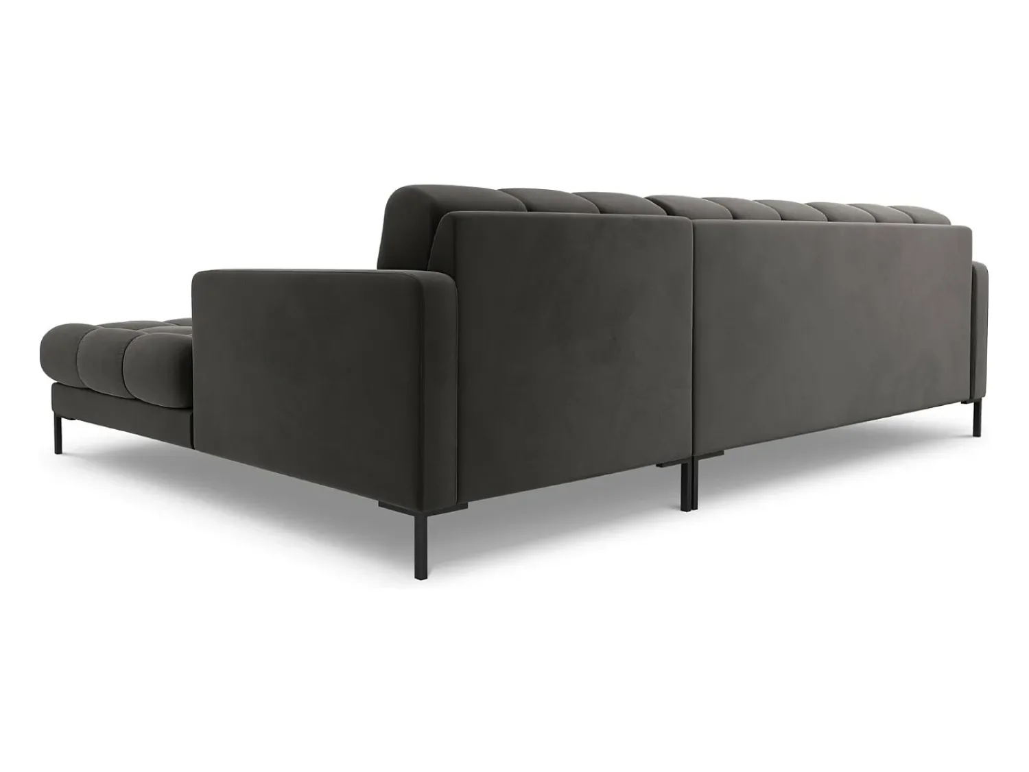 New Cosmopolitan Design - Sofá de canto direito "Bali" 5 lugares em veludo cinza escuro - 293x185x75cm Cinza antracite