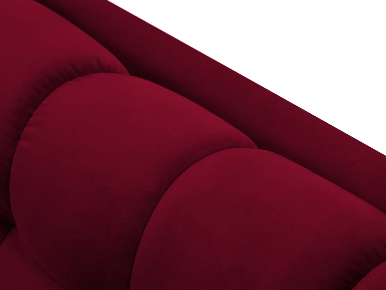 Outlet Cosmopolitan Design - Sofá de canto direito "Bali" 5 lugares em veludo - 293x185x75cm Vermelho
