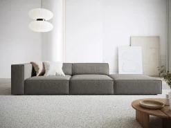 Sofá|Cosmopolitan Design - Sofá direito "Arendal" 4 lugares em tecido chenille cinza - 262x102x70cm Cinzento