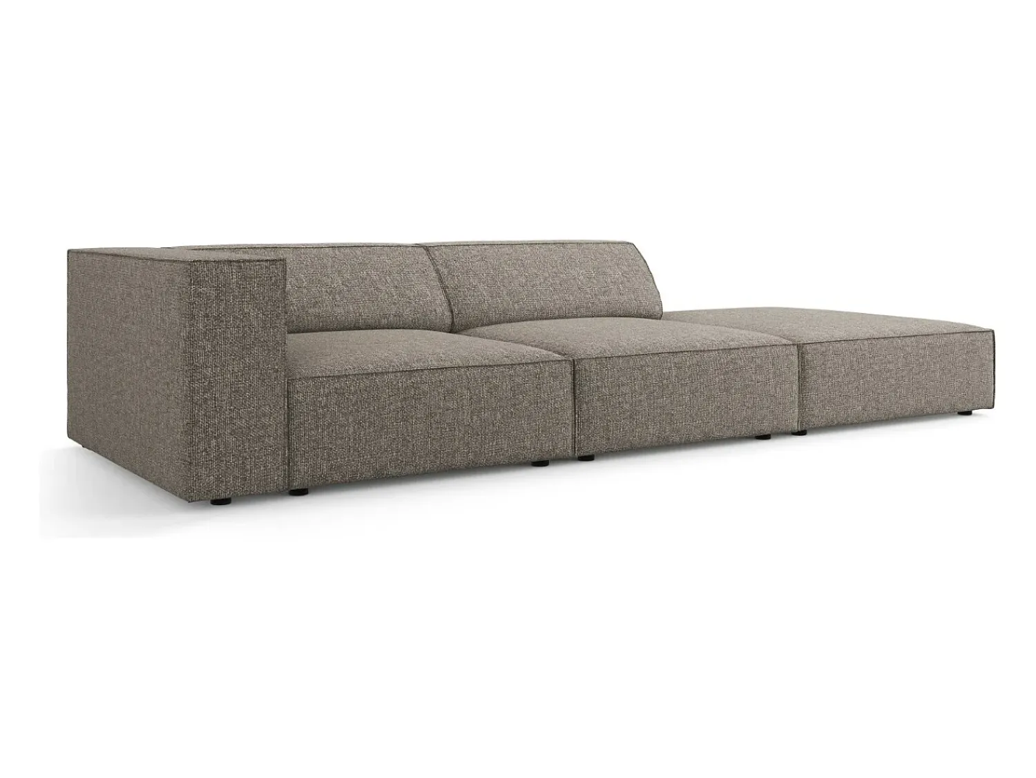 Sofá|Cosmopolitan Design - Sofá direito "Arendal" 4 lugares em tecido chenille cinza - 262x102x70cm Cinzento