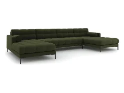 Sofá*Cosmopolitan Design - Sofá panorâmico "Bali" 7 lugares em tecido estrutural - 383x185x75cm Verde