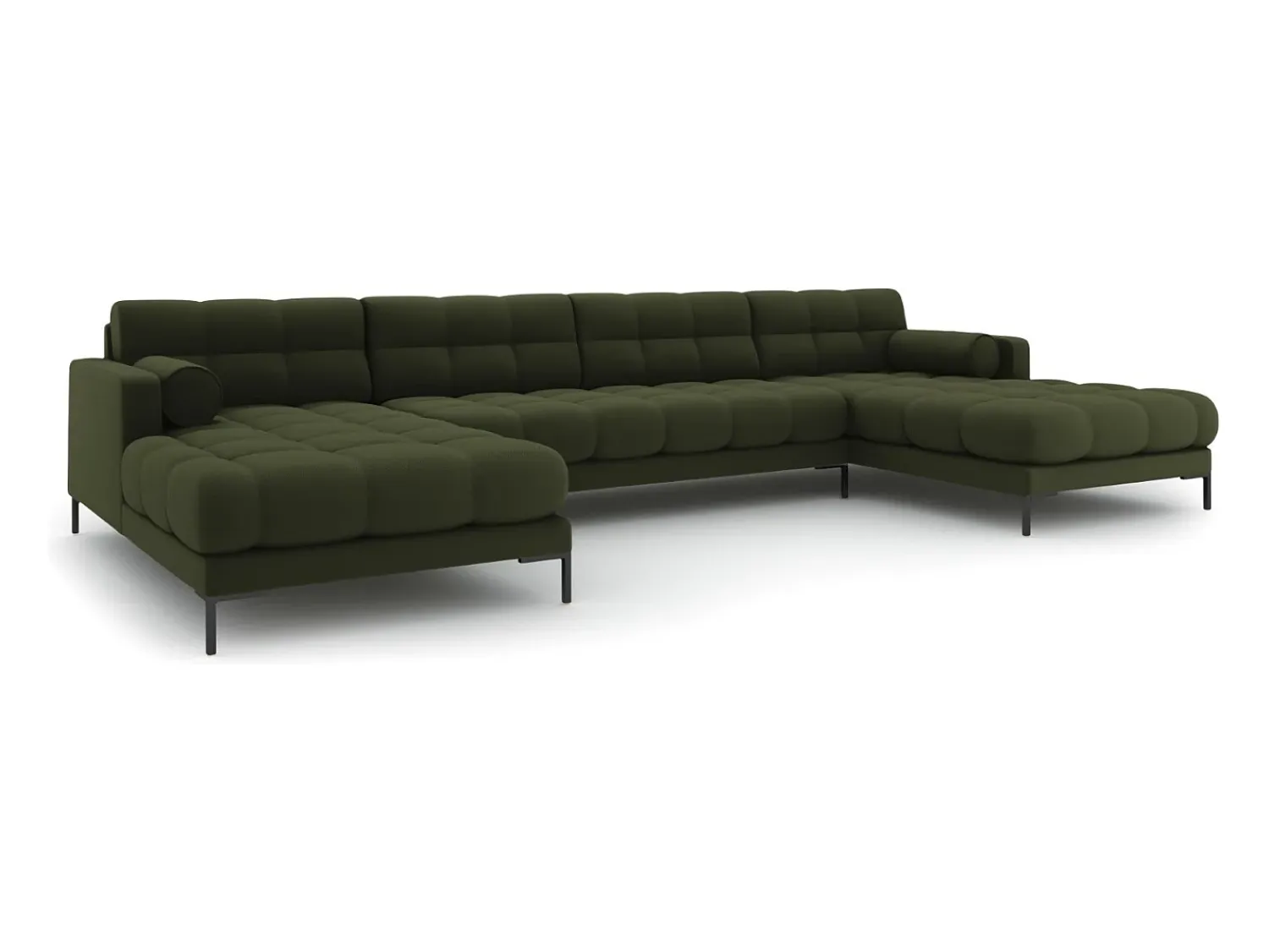 Sofá*Cosmopolitan Design - Sofá panorâmico "Bali" 7 lugares em tecido estrutural - 383x185x75cm Verde